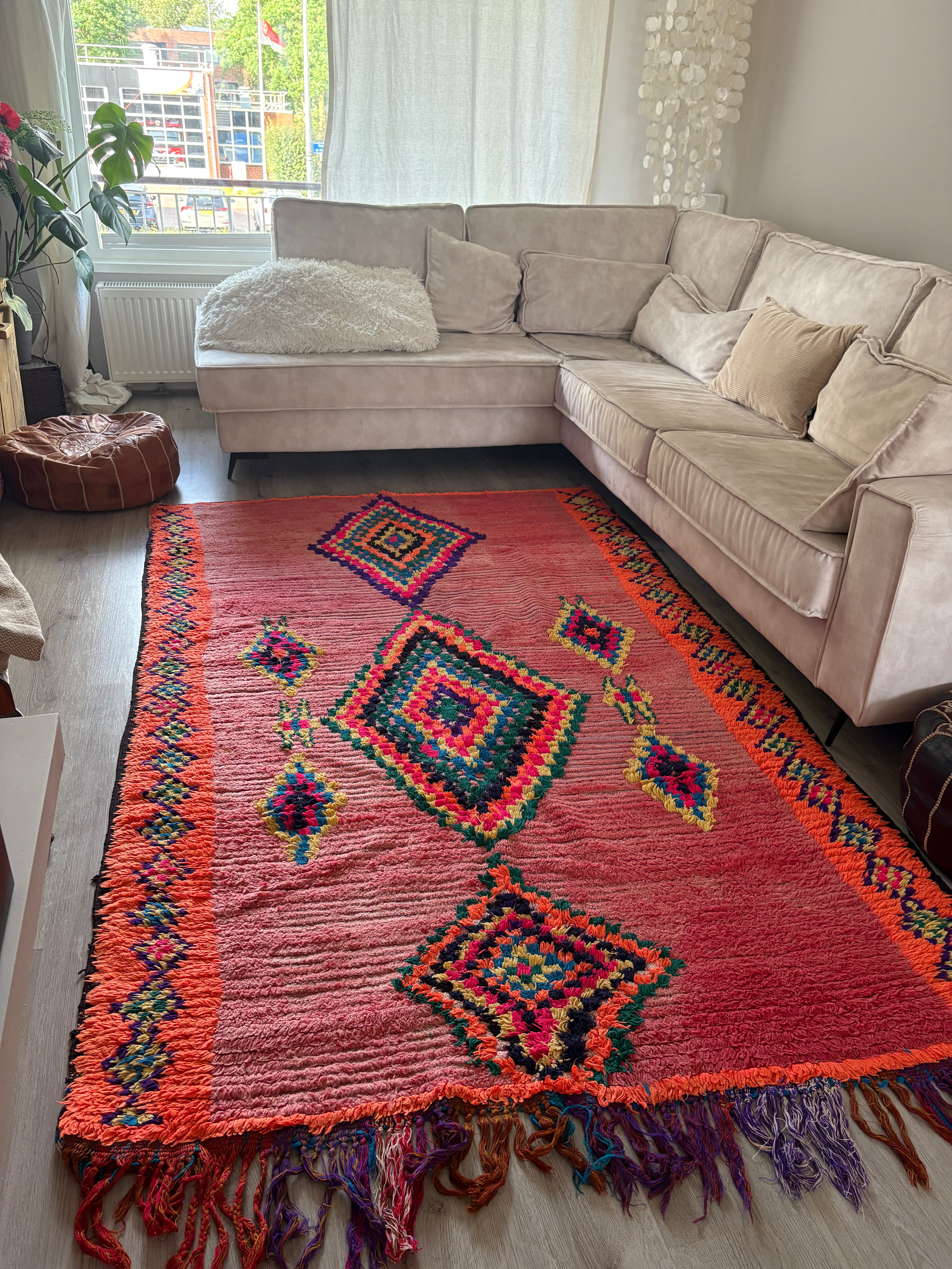 Colorful Vintage Moroccan Berber Rug, One-of-a-Kind   ( 245- 155 )
