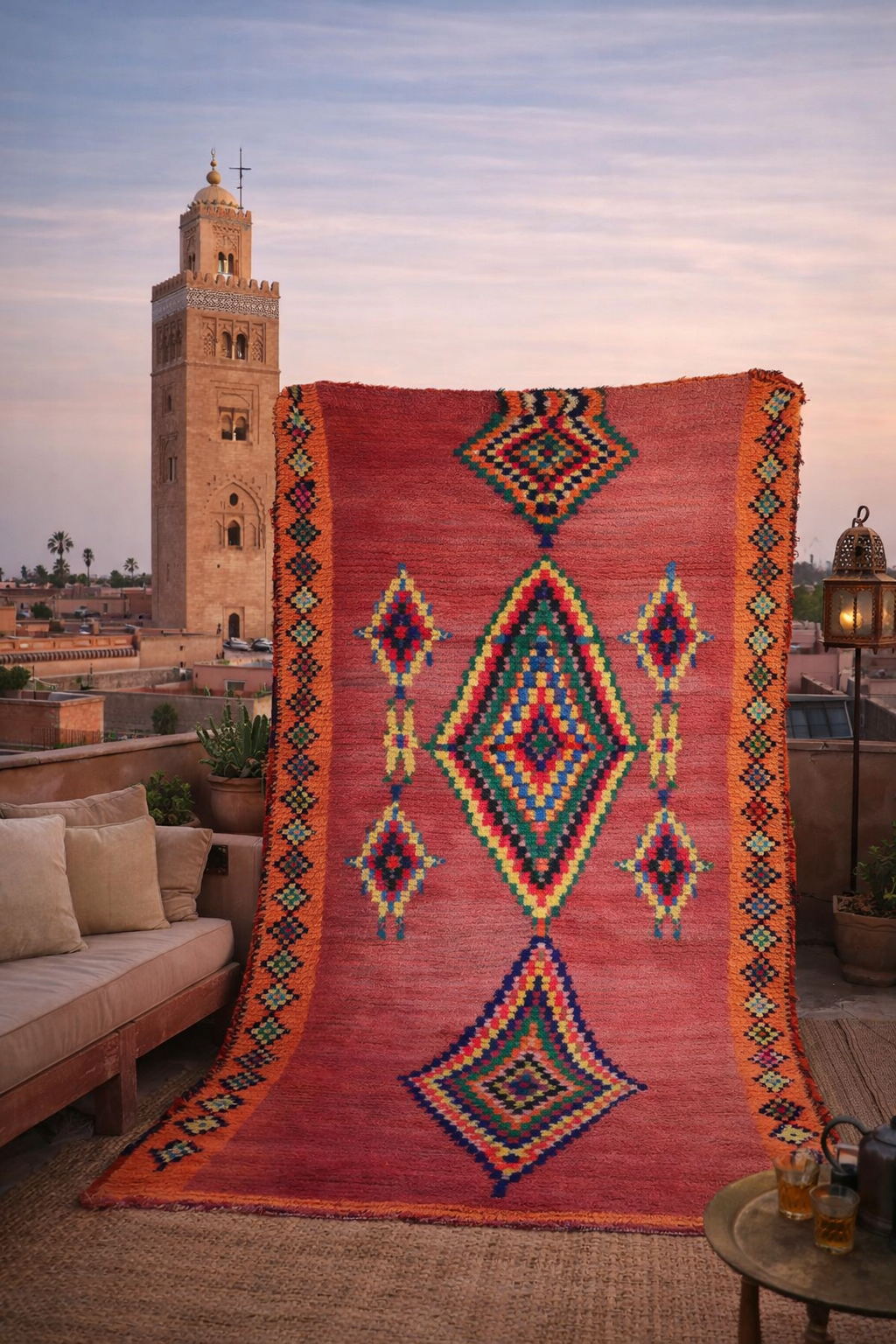 Colorful Vintage Moroccan Berber Rug, One-of-a-Kind   ( 245- 155 )