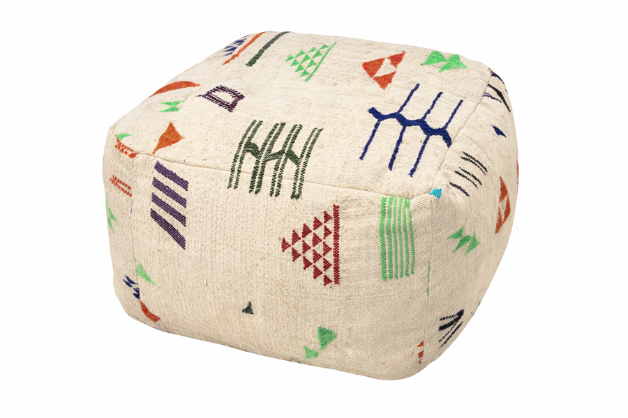 Moroccan Sabra Silk Pouf – Handmade Berber Ottoman