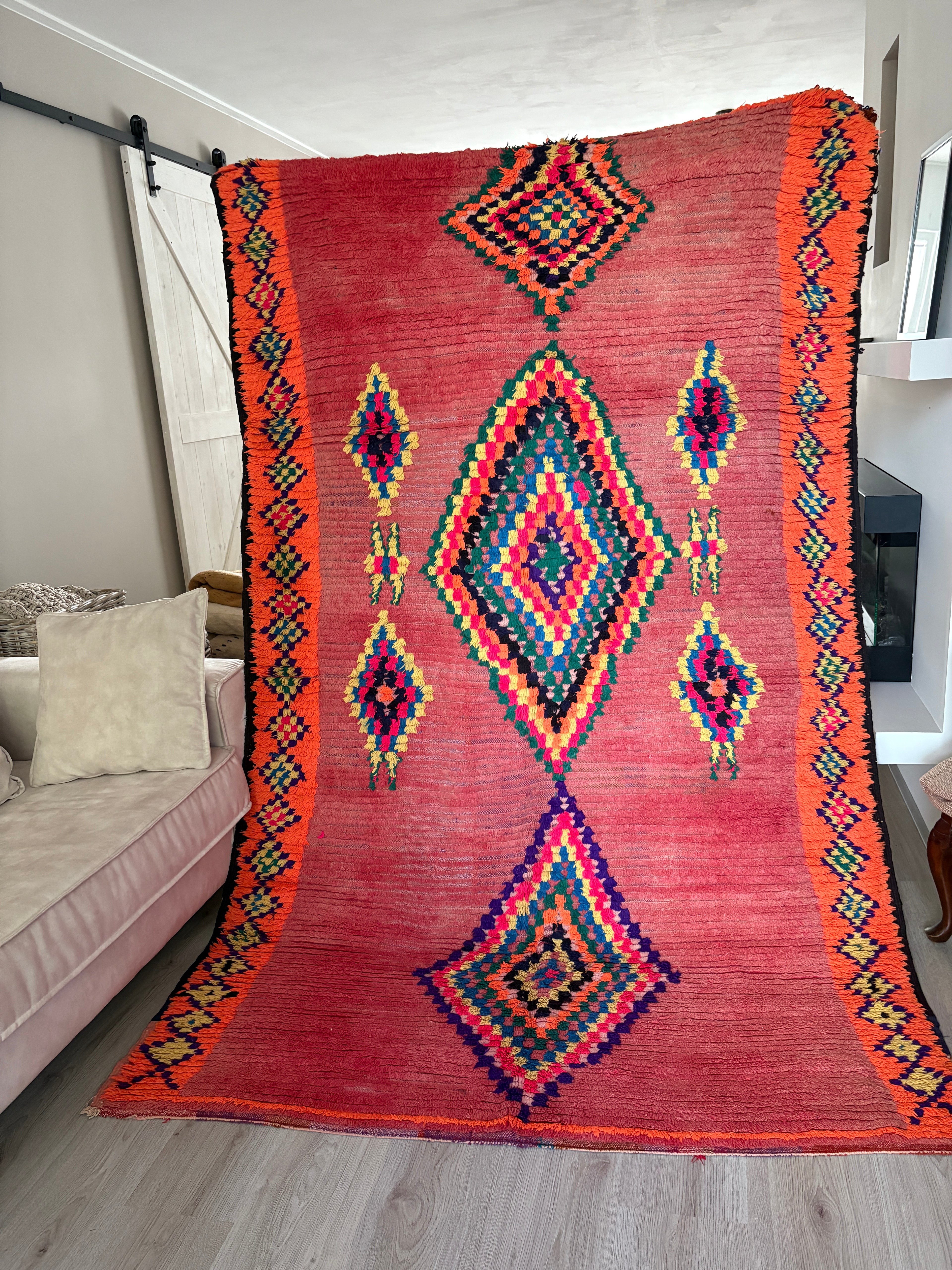 Colorful Vintage Moroccan Berber Rug, One-of-a-Kind   ( 245- 155 )