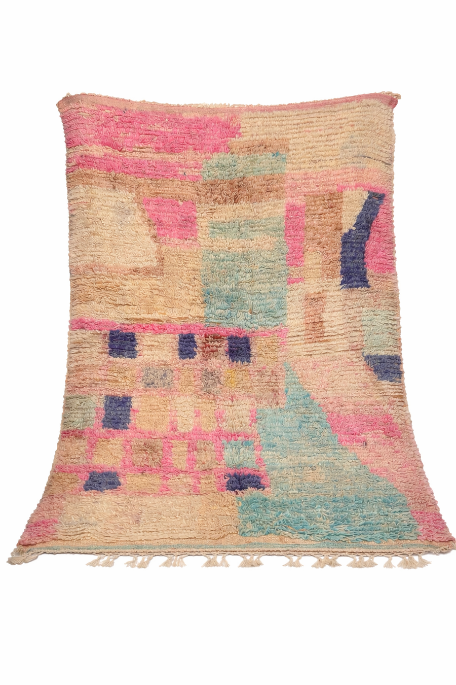 Handmade Moroccan Wool Rug – Pastel Berber Rug (250 × 150 cm)