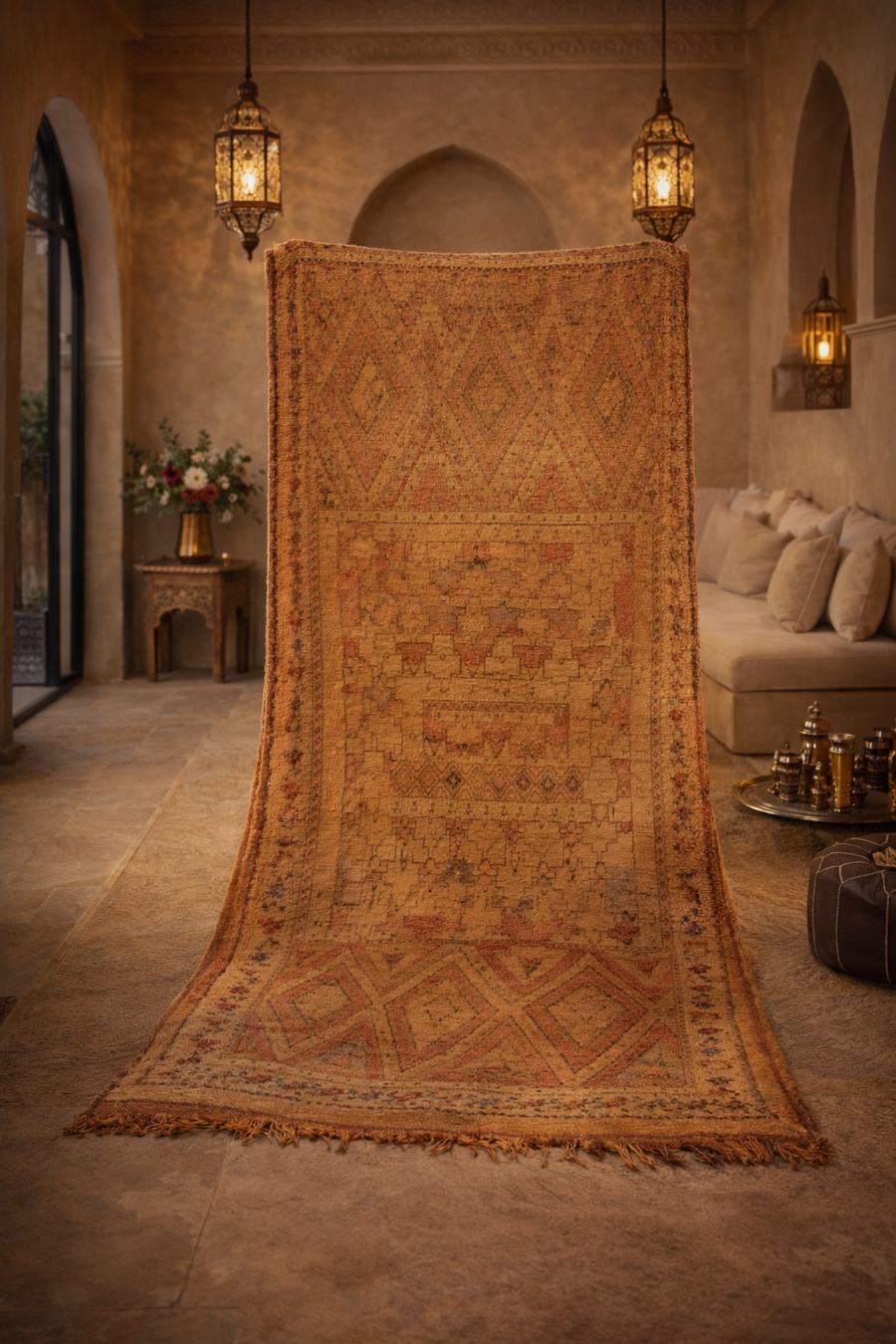 The Nomad’s Warmth” — Vintage Handwoven Berber Rug (315×135 cm)
