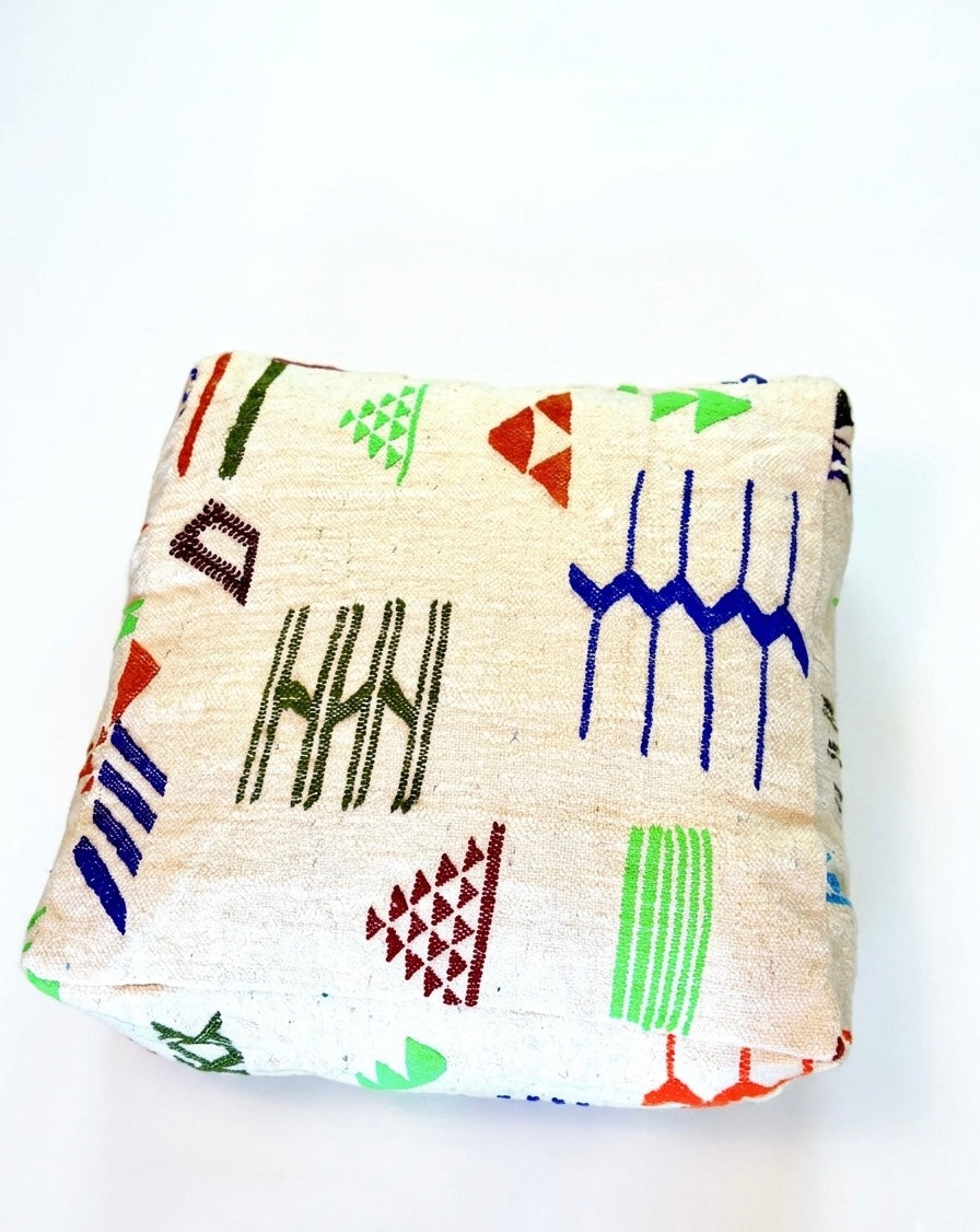Moroccan Handmade Berber Pouf – Wool Floor Cushion