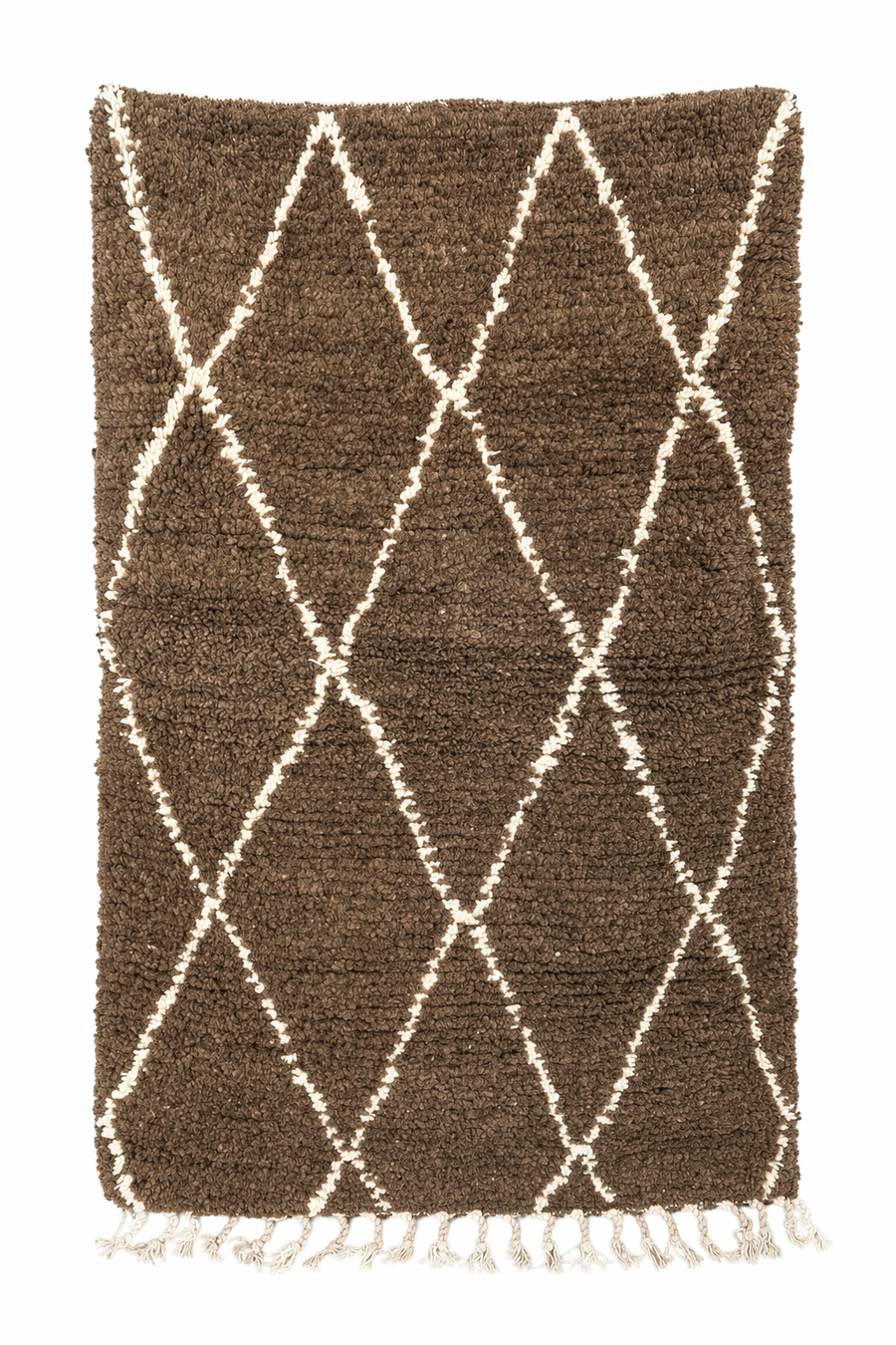 Moroccan Diamond Pattern Rug – Brown & Ivory